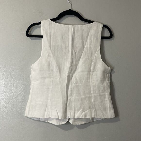 J. Crew Scoopneck Linen Vest Size 4 White NEW Coastal Preppy Nautical Casual - Picture 7 of 11